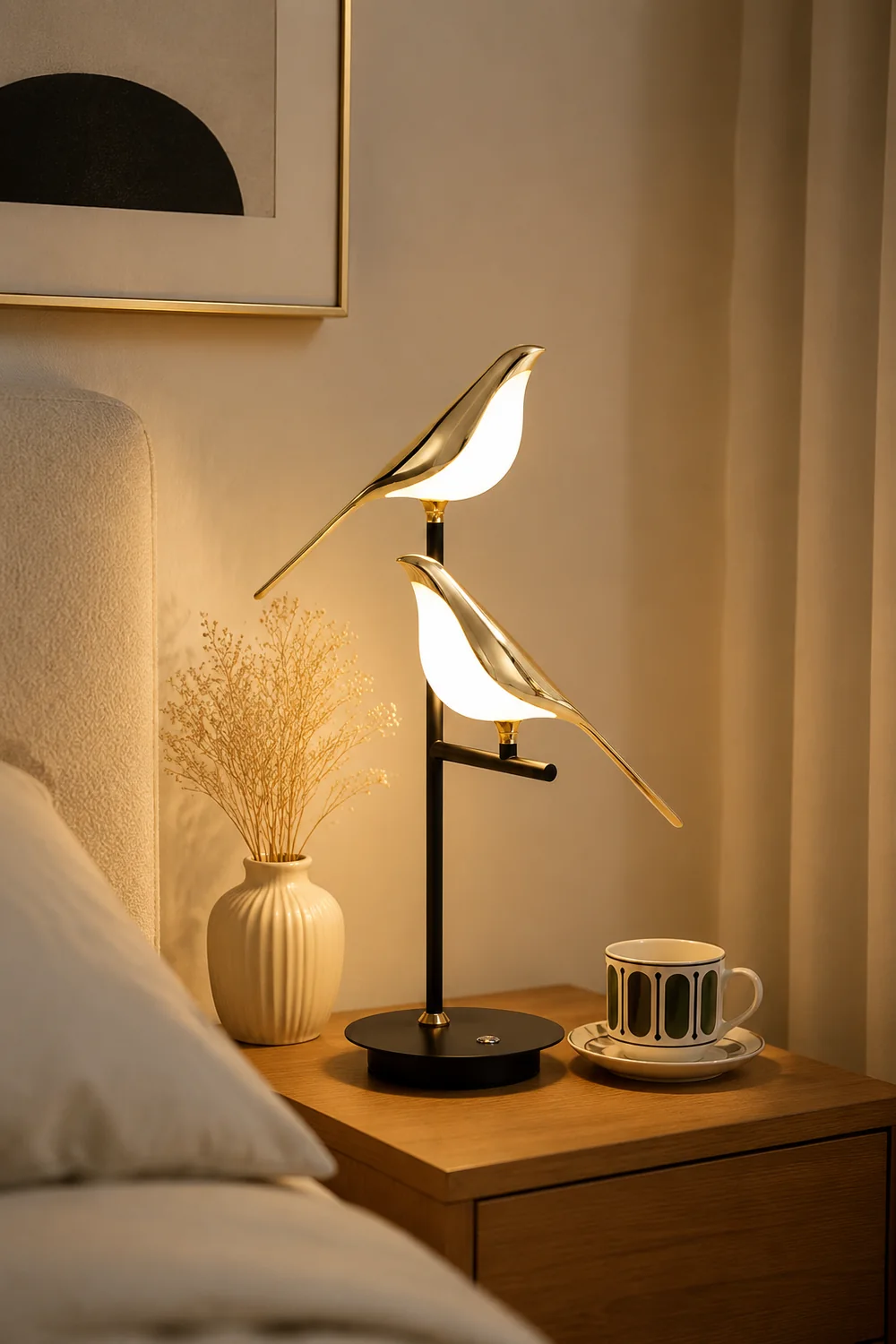Golden Bird Table Lamp for Bedroom - Lumpaz