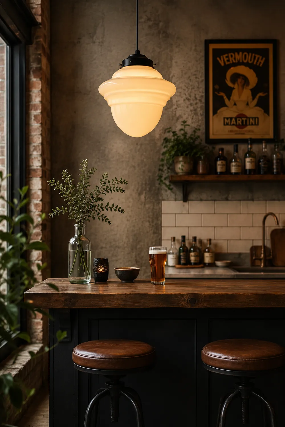 Retro Milk White Glass Geometric Jar Pendant Light - Lumpaz