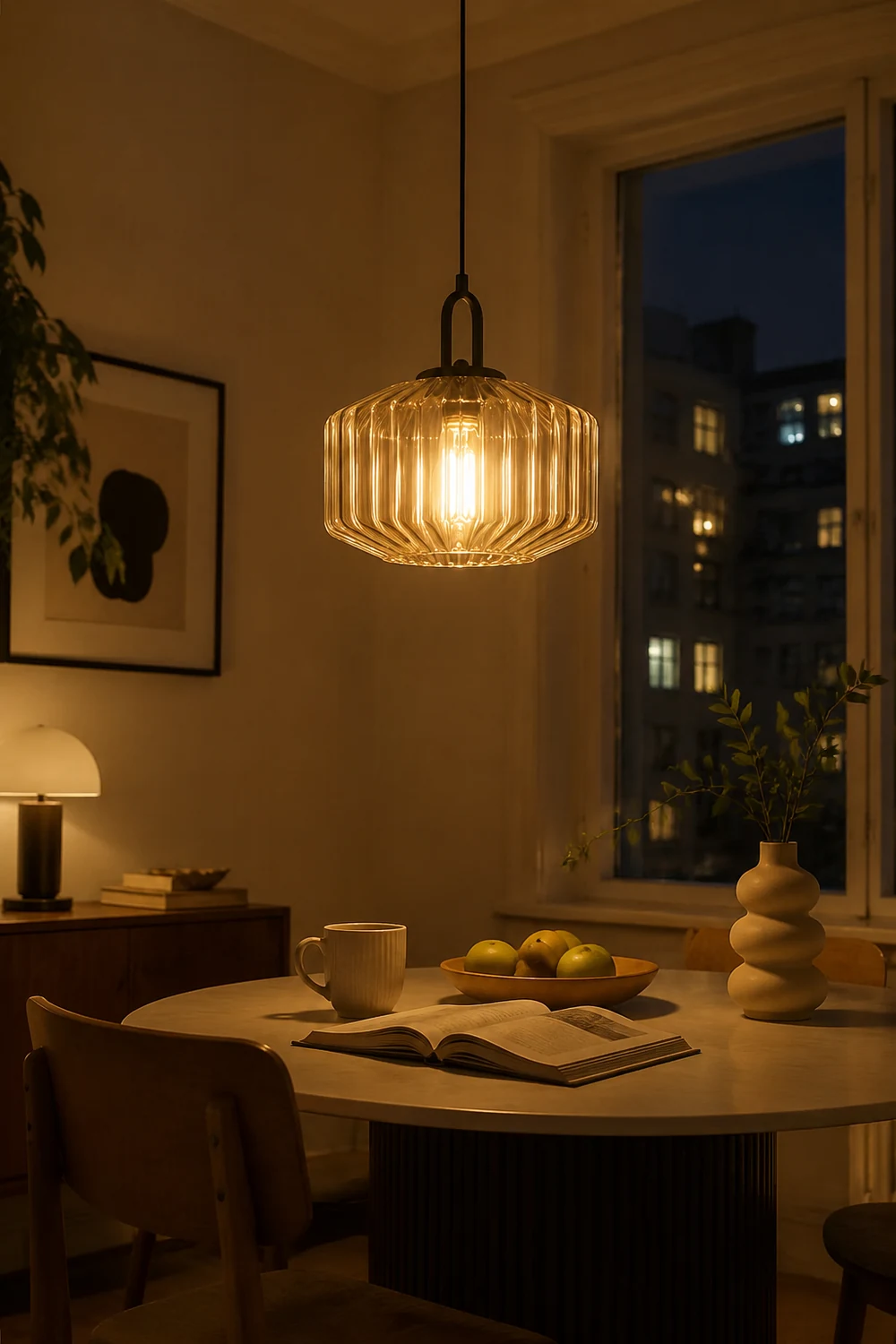 Mid Century Striped Glass Pendant Light - Lumpaz