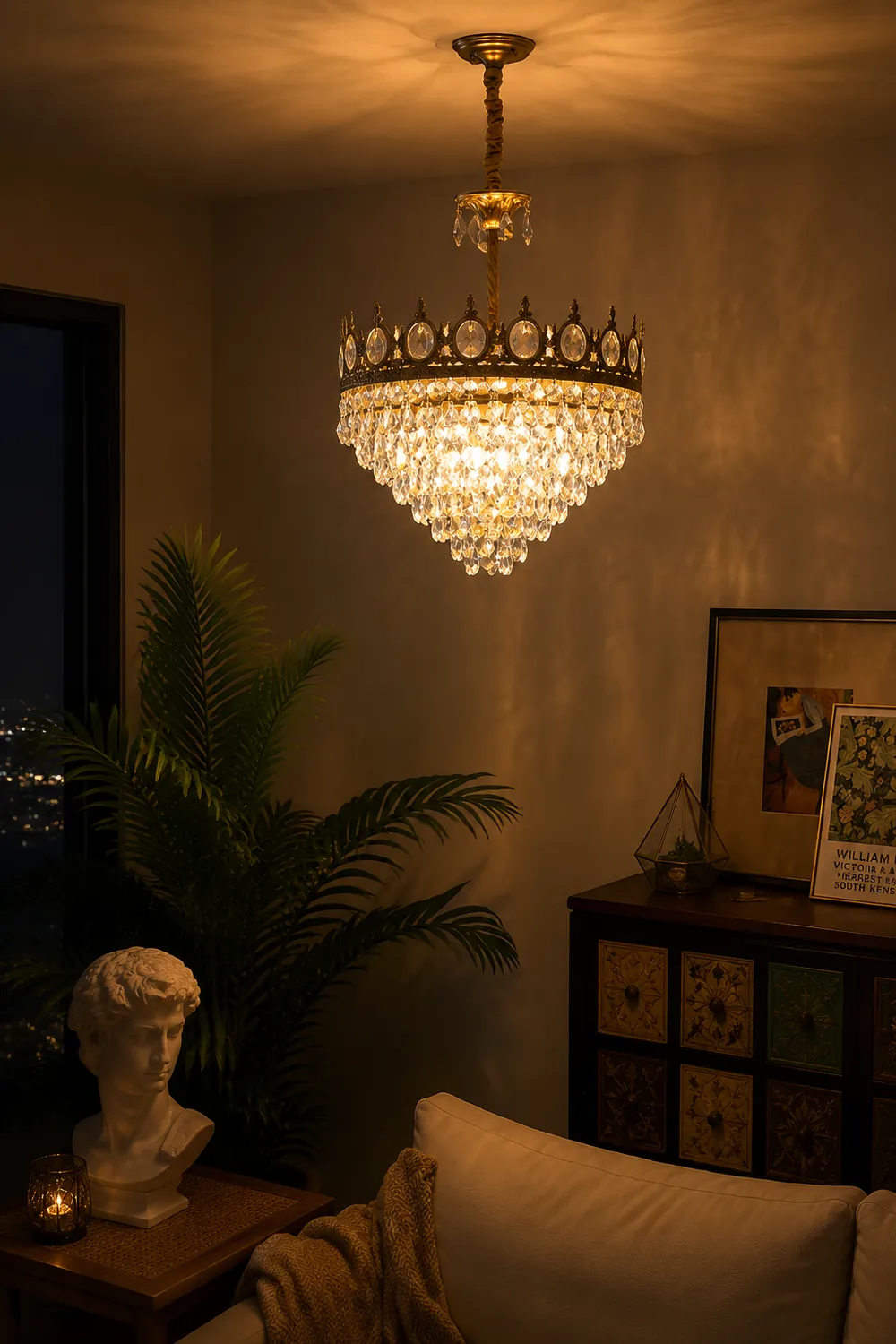 Retro French Gold Crystal Chandelier - Lumpaz