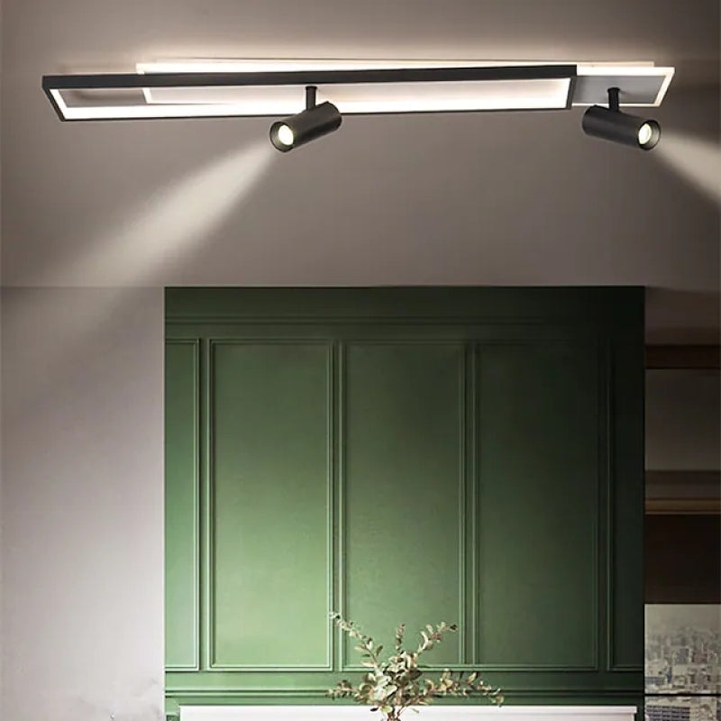 Haney LED-Deckenleuchte mit Strahler, schlicht, modern, schwarz - Cueteks
