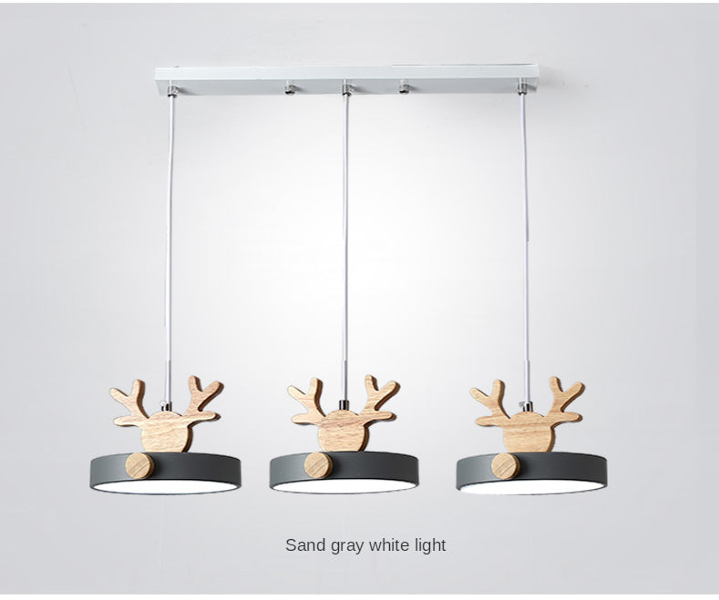 Morandi Holz LED Kronleuchter Hirschgeweih Pendelleuchte - Cueteks