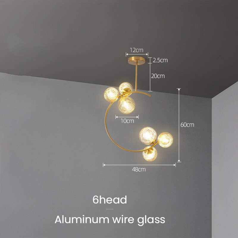 Glaskugel Deckenleuchte Goldene Lampen - Cueteks