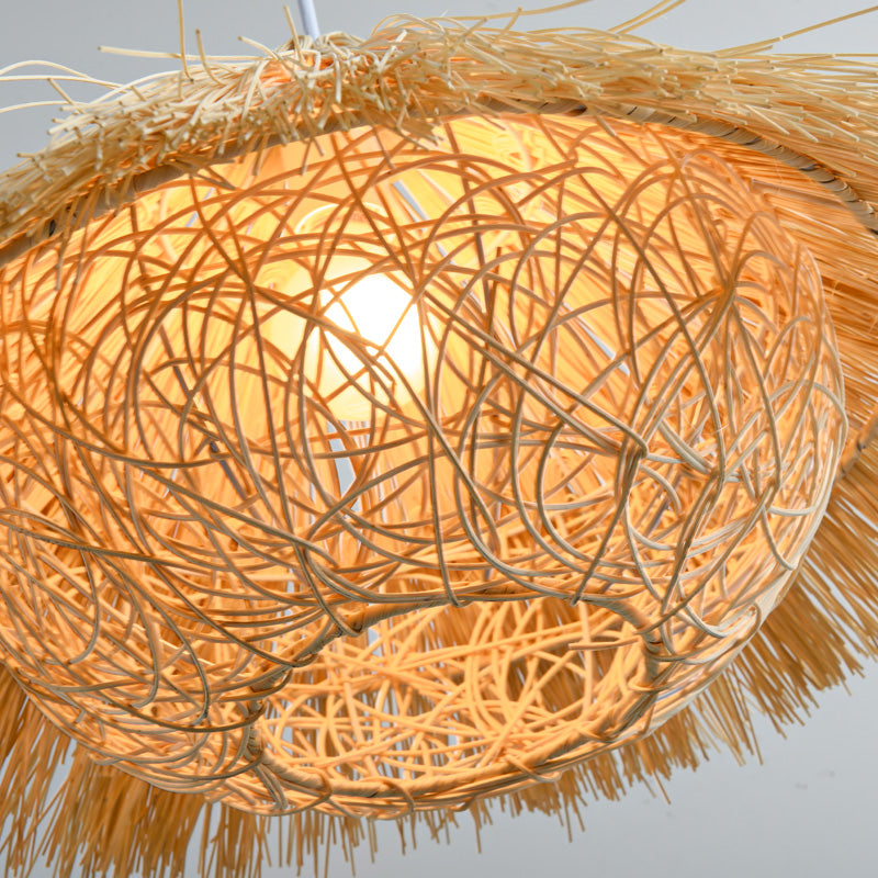 Muto Boho Handgeflochtene Pendelleuchte aus Rattan für Esszimmer - Cueteks