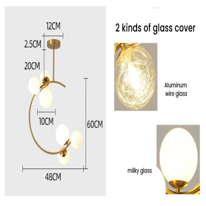 Glaskugel Deckenleuchte Goldene Lampen - Cueteks