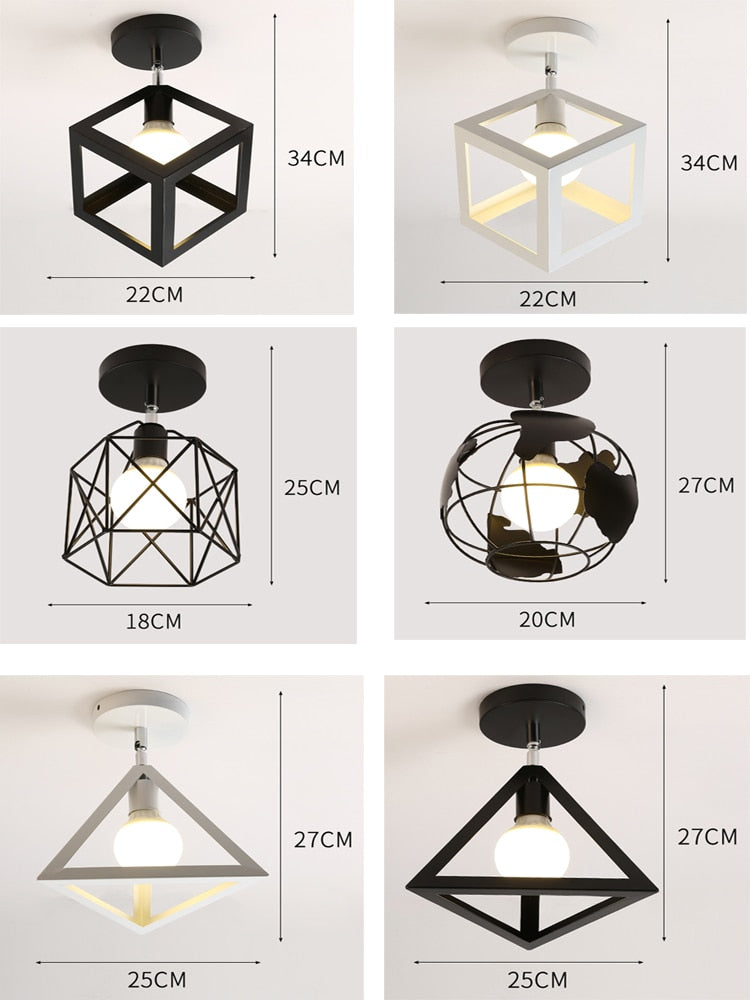Vintage Deckenlampe E27 Schwarz/Weiß Verstellrichtung LED Deckenleuchten - Cueteks