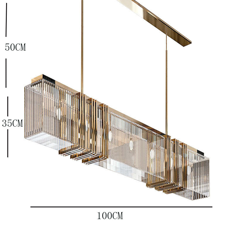 Marilyn Luxuriöser Rechteckiger Kristall Pendelleuchte für Esszimmer & Bar - Cueteks