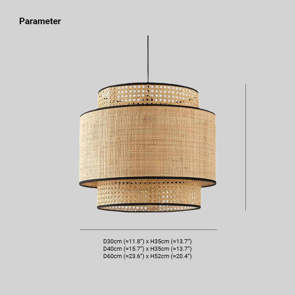 Ritta Pendelleuchte dreilagig, Rattan, ∅30/40/60cm - Cueteks