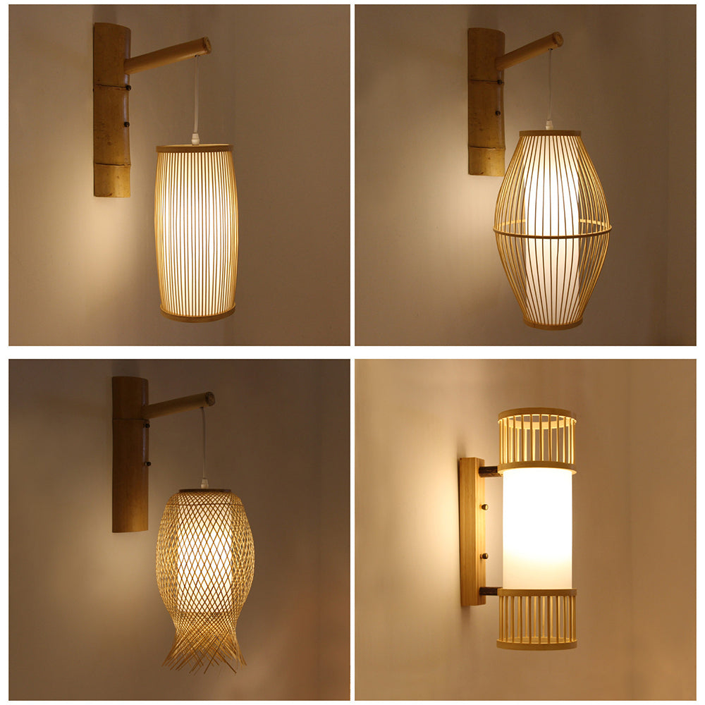 Muto Bamboo Weben Wandleuchte, 4 Stile - Cueteks