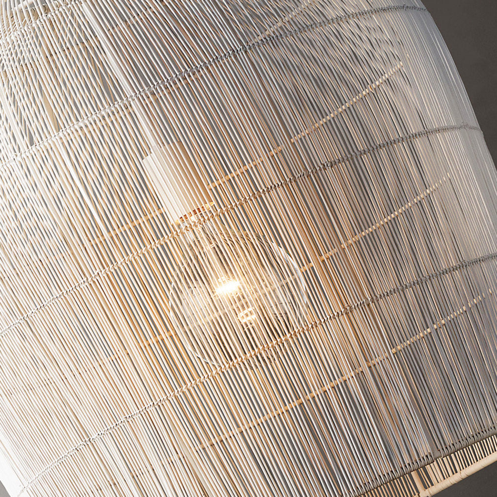 Ritta Weiß & Schwarz Pendelleuchte, Rattan, ∅31/51cm - Cueteks