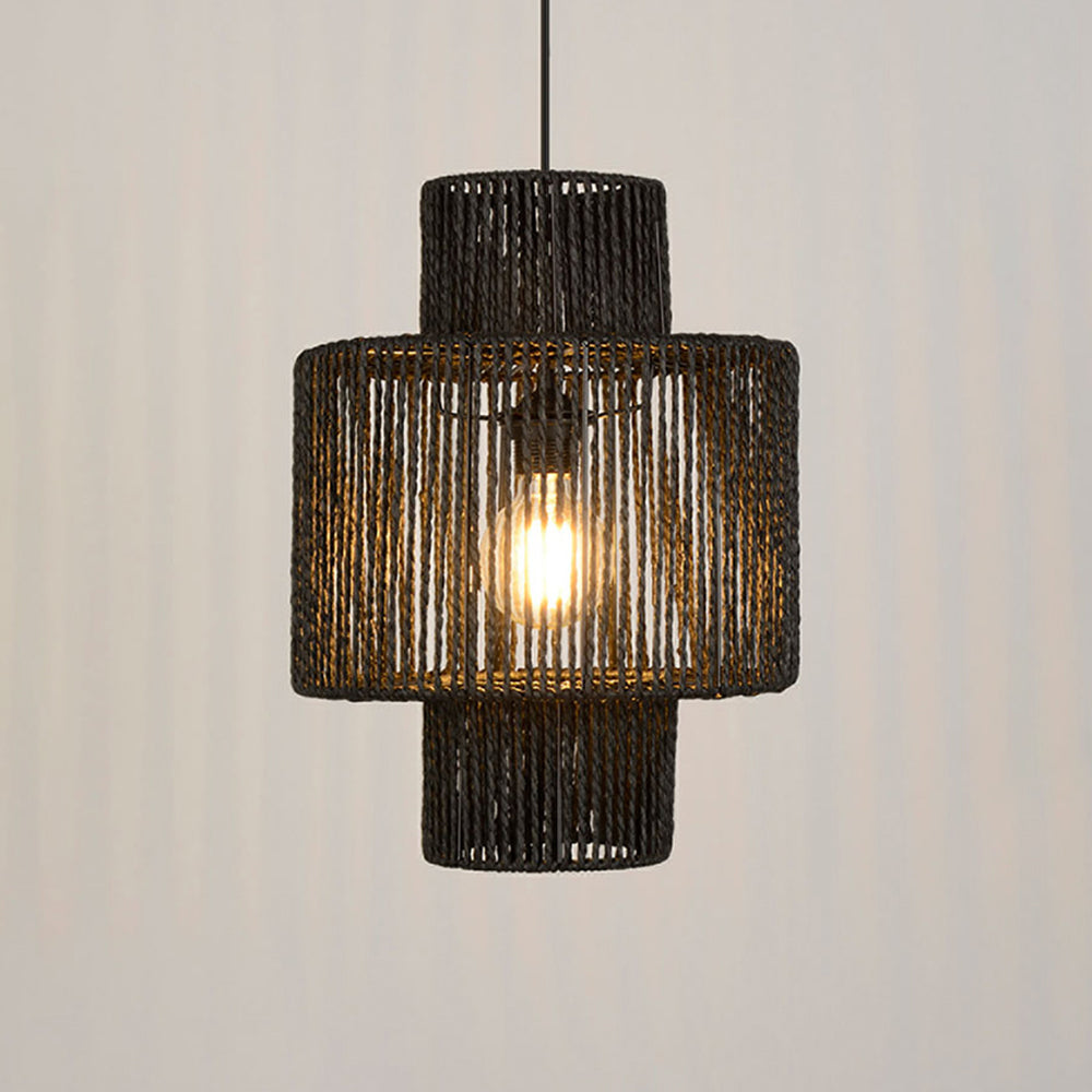 Muto Schwarz Pendelleuchte, Rattan, 2 Stil - Cueteks