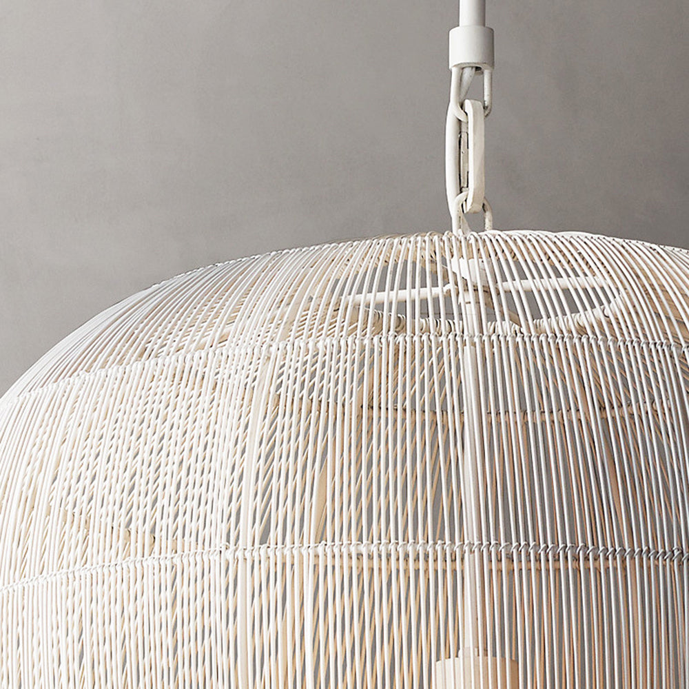 Ritta Weiß & Schwarz Pendelleuchte, Rattan, ∅31/51cm - Cueteks