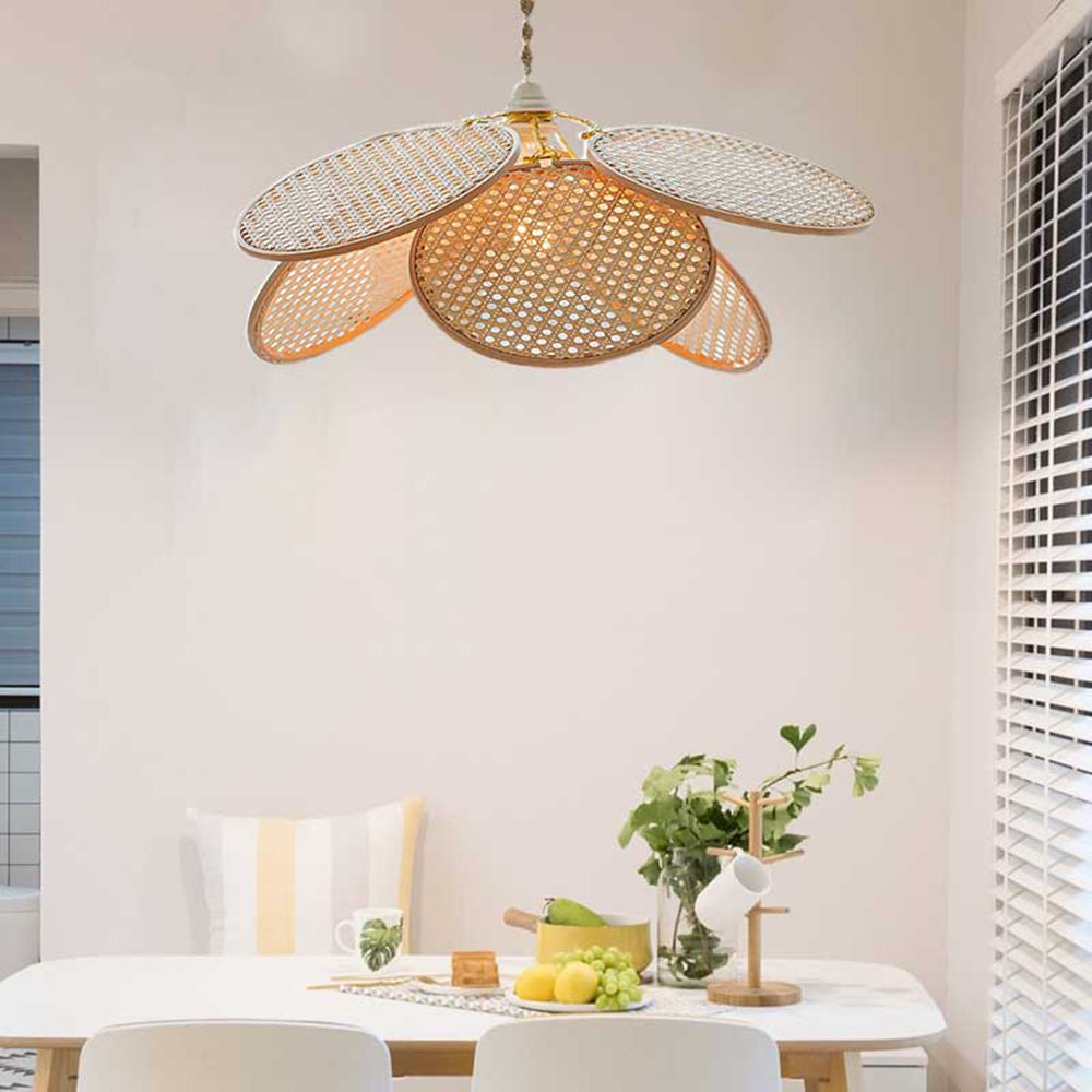 Ritta Pendelleuchte, Rattan & Weidengeflecht, S/L - Cueteks