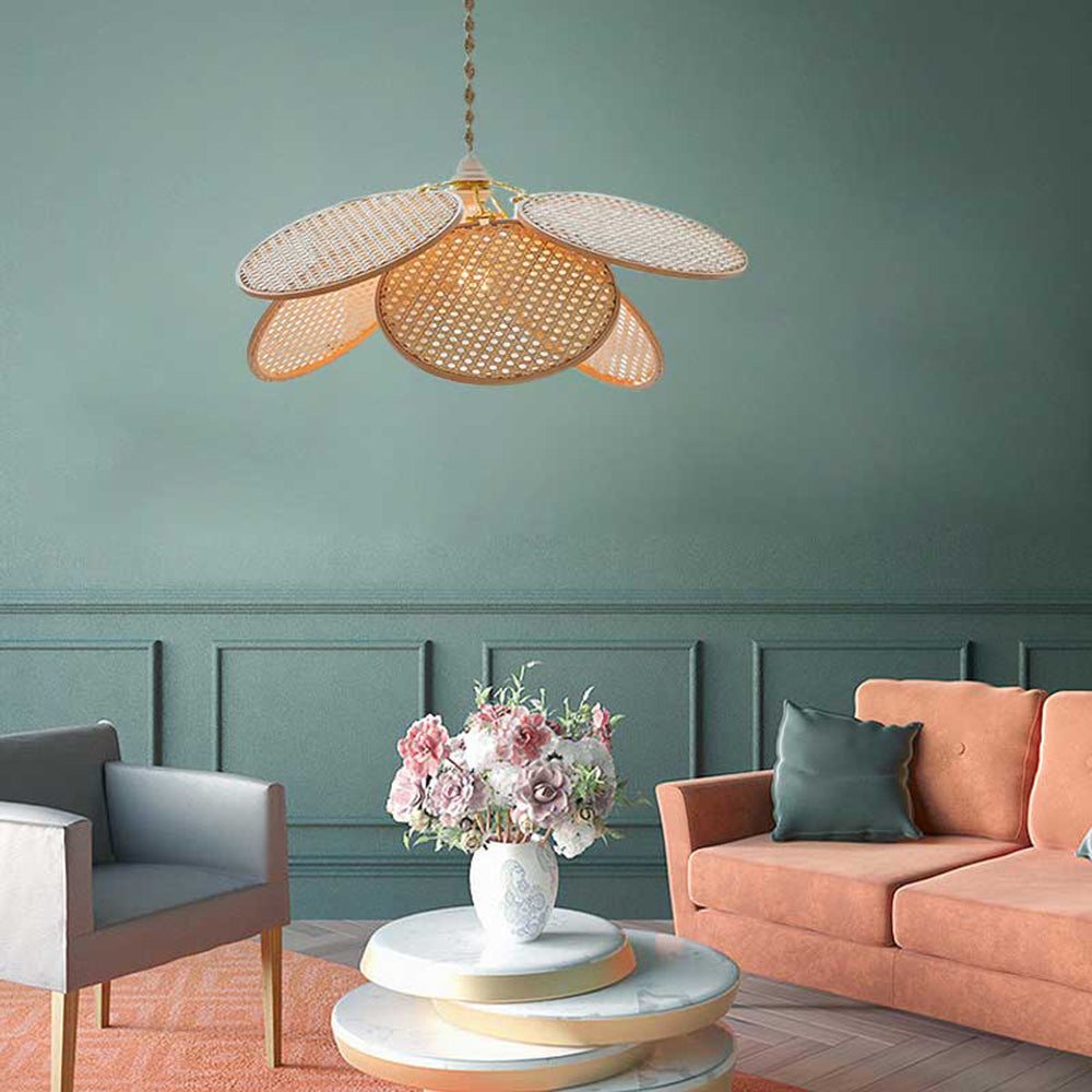 Ritta Pendelleuchte, Rattan & Weidengeflecht, S/L - Cueteks