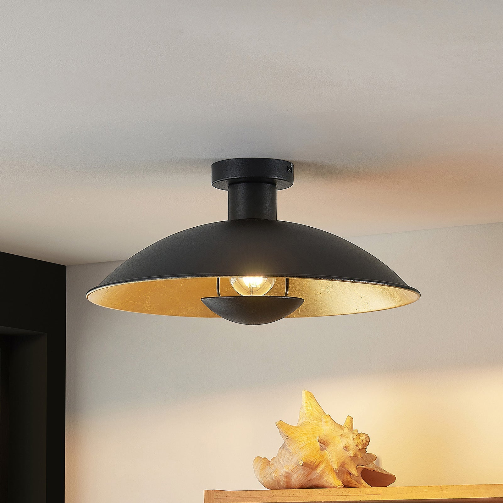 Carins Schwarz & Gold Deckenleuchte, ∅30/40CM - Cueteks