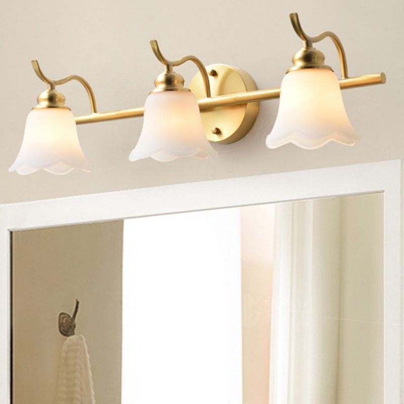 Félicie Weißes Glas Spiegel Front Vanity Wandleuchte, 2/3-flammig, 41CM Lang - Cueteks