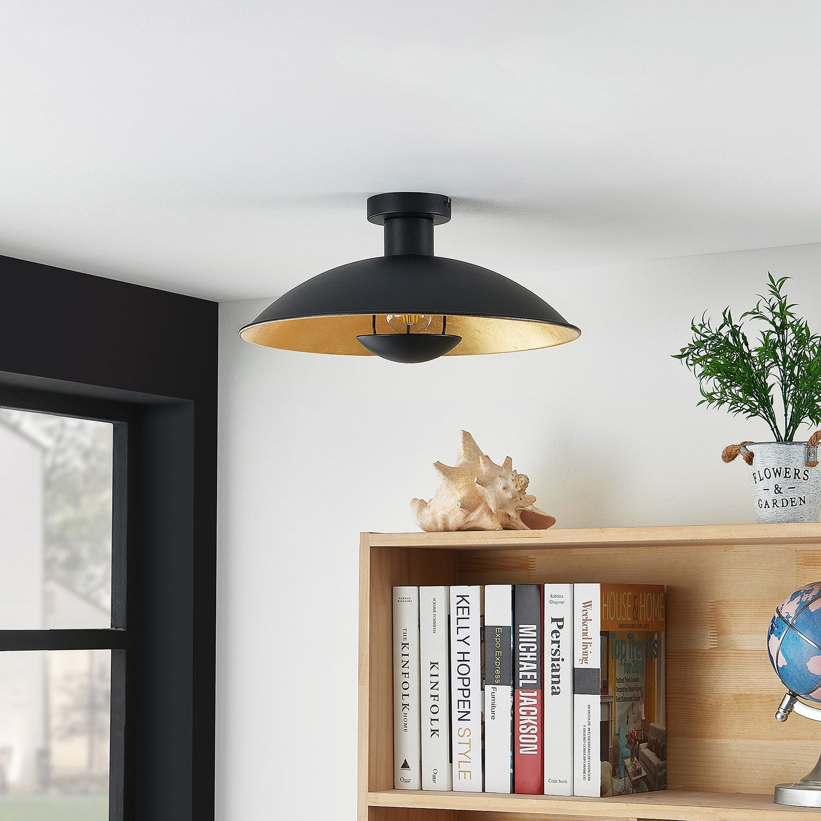 Carins Schwarz & Gold Deckenleuchte, ∅30/40CM - Cueteks