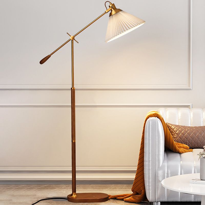 Ozawa Plissiert Stehleuchte, Metall & Holz, 196CM Lang - Cueteks