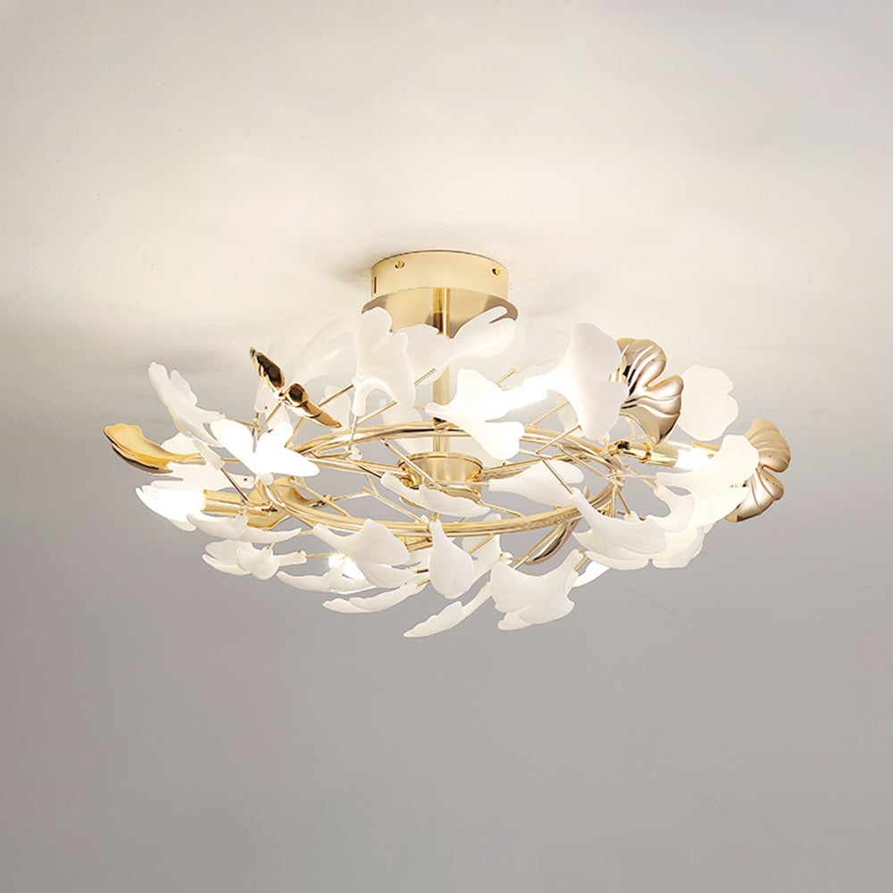 Olivia Flush Mount Deckenleuchte, 36/47/48/56/60/76 Blätter, Keramik & Metall - Cueteks