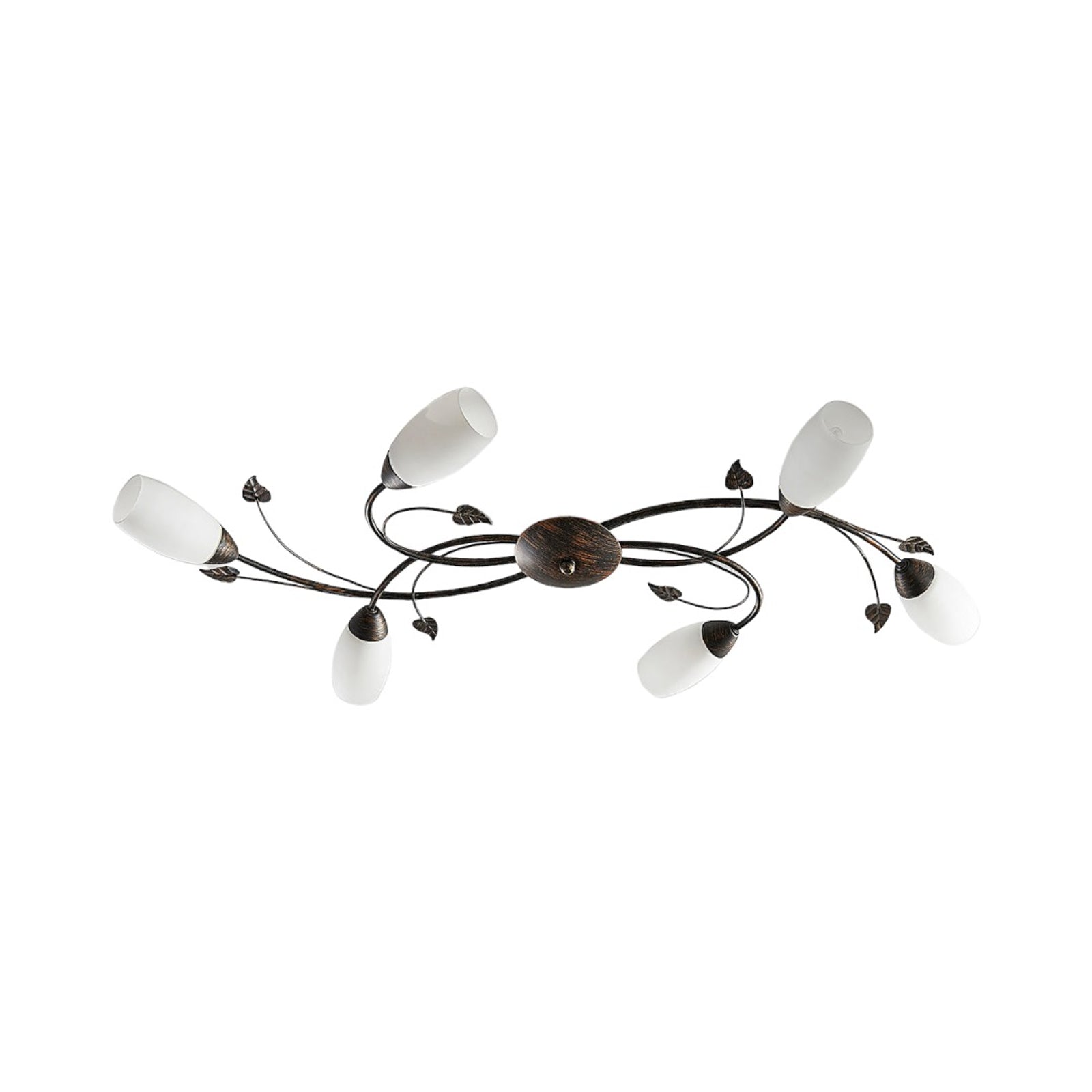 Eyrn Blatt Deckenleuchte, 3/5/6-flammig, 2 Farben, Metall & Glas - Cueteks