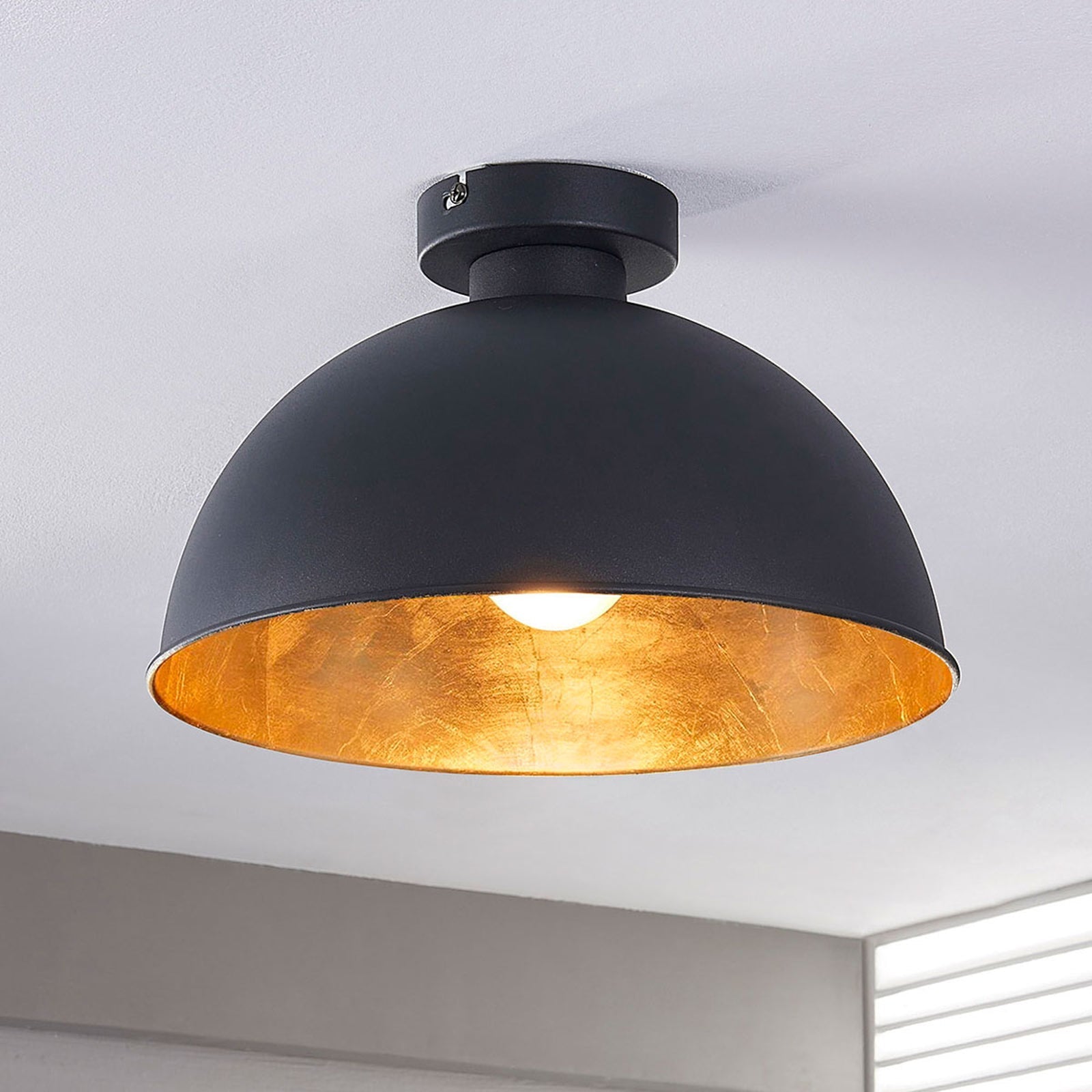 Carins Schwarz & Gold Deckenleuchte, ∅30/40CM - Cueteks