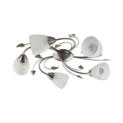 Eyrn Blatt Deckenleuchte, 3/5/6-flammig, 2 Farben, Metall & Glas - Cueteks