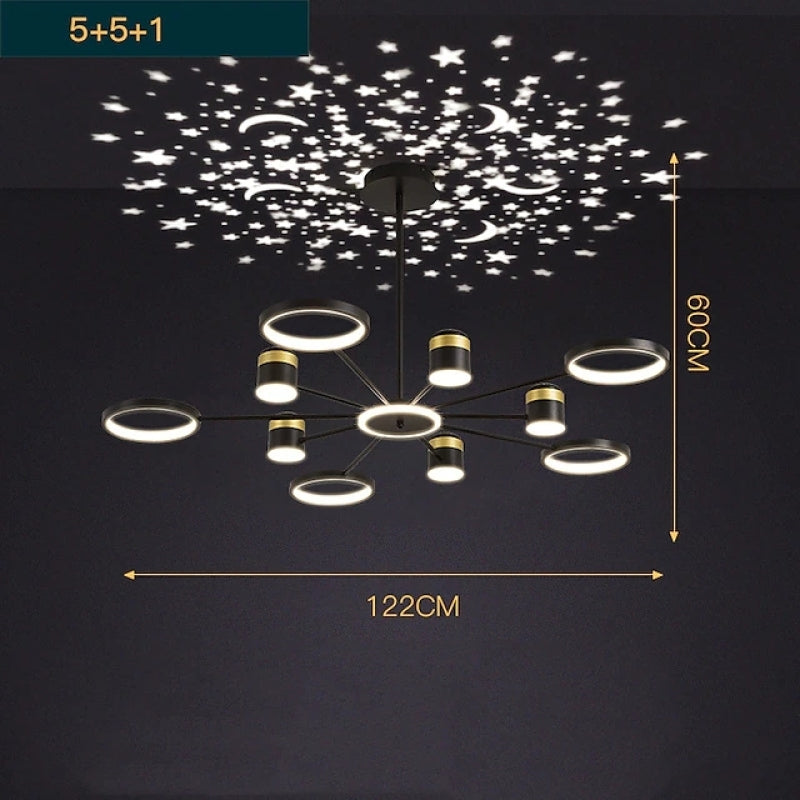 Moderner Kronleuchter Projektionslicht LED Sternenhimmel Lampe für Flur Schlafzimmer Wohnzimmer - Cueteks