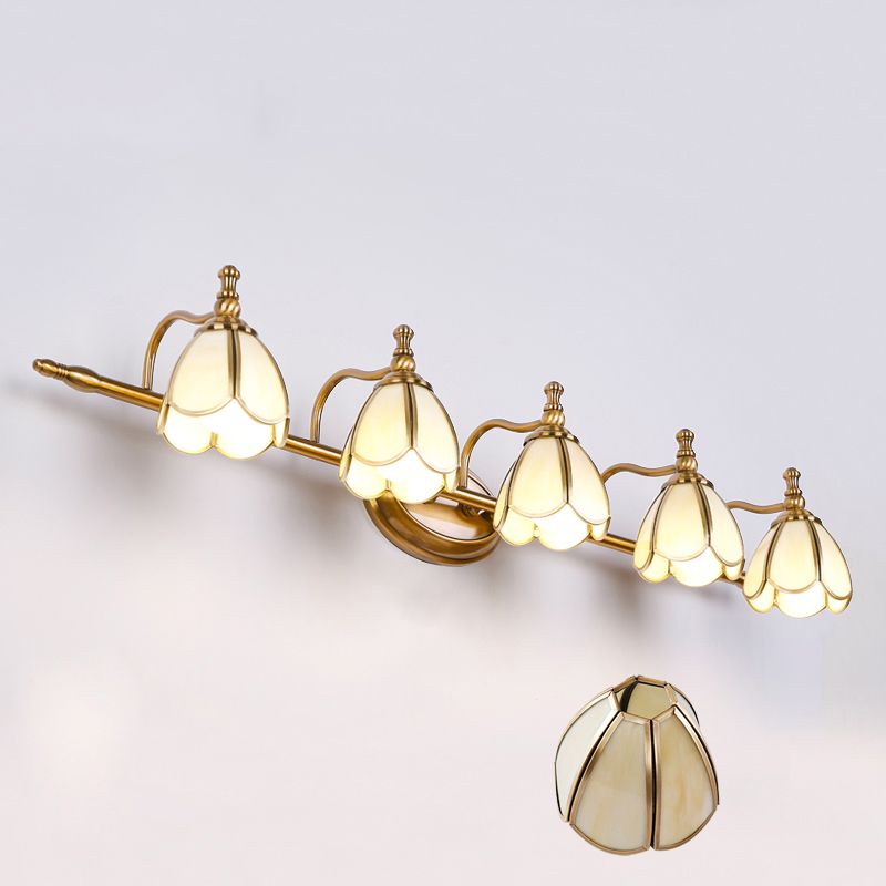 Félicie Armlehne Spiegelfront Waschtisch-Wandleuchte , Messing, 2/3/4/5-flammig - Cueteks