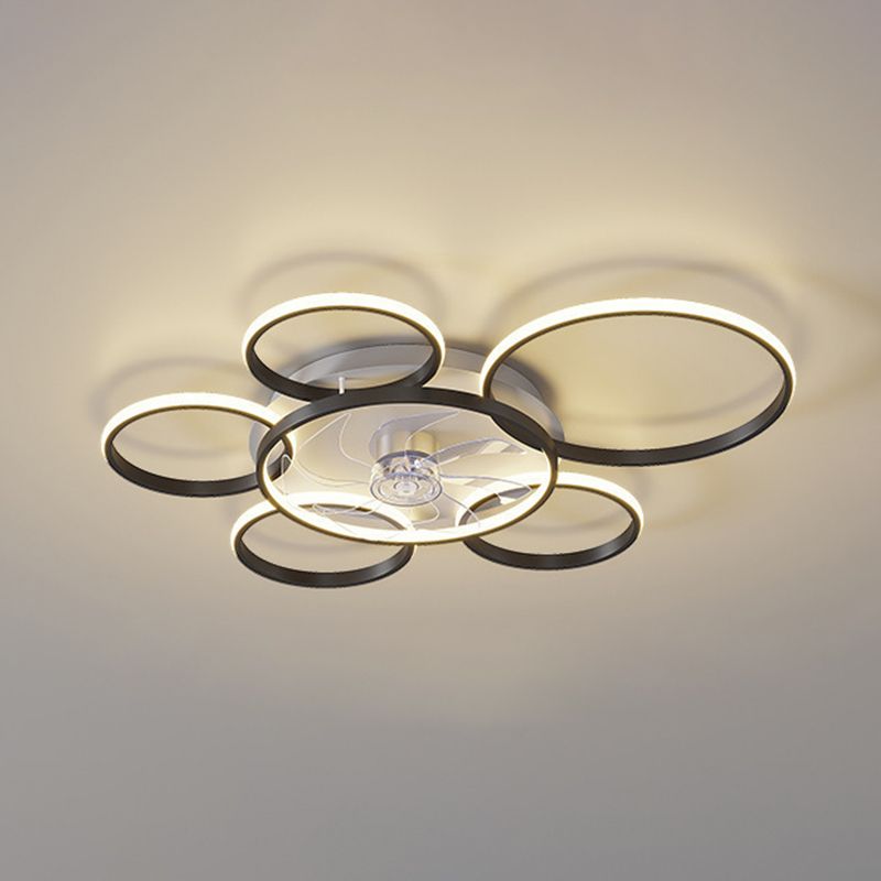 Arisha Deckenventilator mit Beleuchtung Kreis & Krone，2 Farben, 3 Stile, 90CM - Cueteks