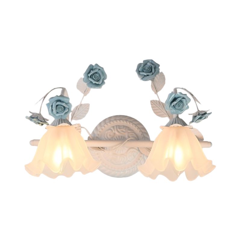 Félicie Blume Rosa & Blau Spiegelfront Waschtisch-Wandleuchte, 2/3-flammig - Cueteks