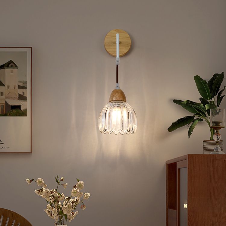 Lily Spiegelfront Wandleuchte Blume, Holz, ∅14CM - Cueteks