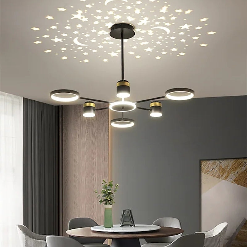 Moderner Kronleuchter Projektionslicht LED Sternenhimmel Lampe für Flur Schlafzimmer Wohnzimmer - Cueteks