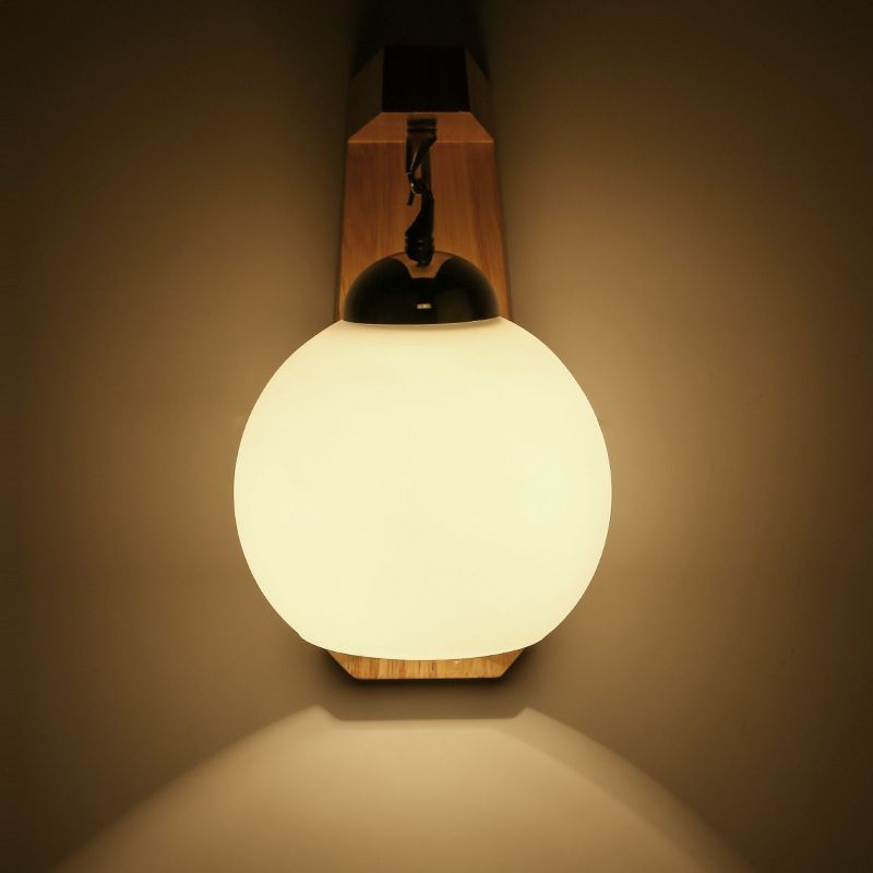 Ozawa Waschtisch-Wandleuchte, Holz & Glas - Cueteks