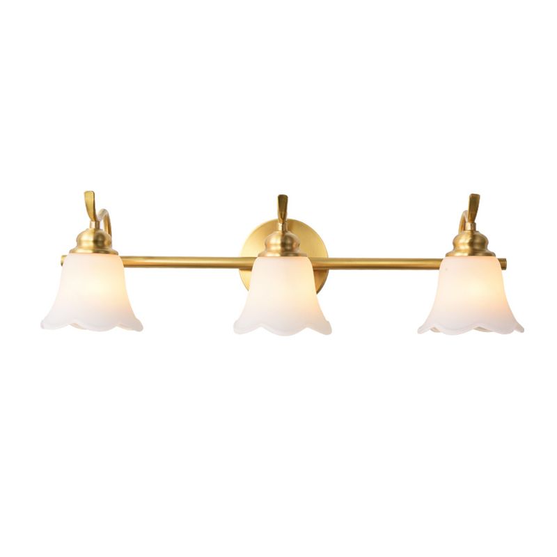 Félicie Weißes Glas Spiegel Front Vanity Wandleuchte, 2/3-flammig, 41CM Lang - Cueteks