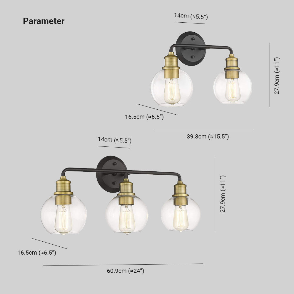 Alessio Kuppel Spiegelfront Waschtisch-Wandleuchte, 2/3-flammig - Cueteks