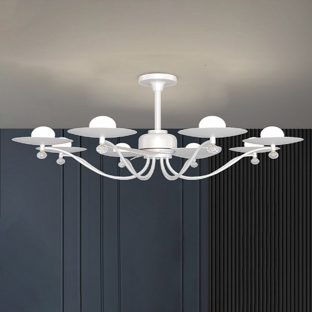 Carins ceiling fan light against a dark paneled wall