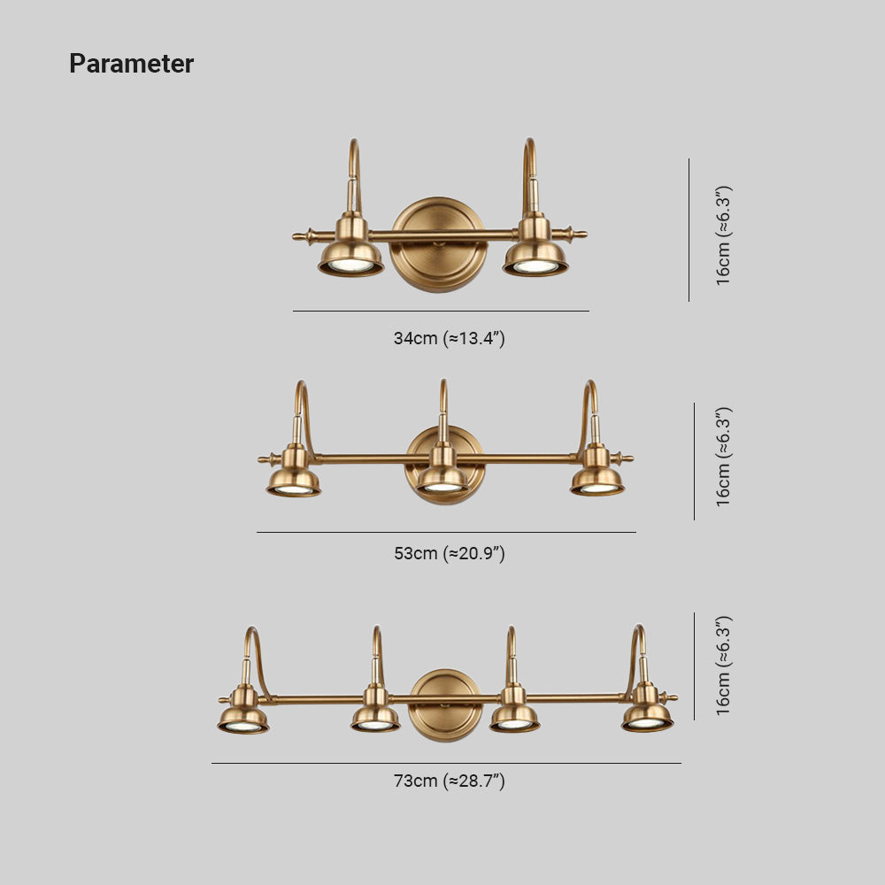Eryn Postmoderne Goldene Spiegelfront Waschtisch-Wandleuchte, 2/3/4-flammig - Cueteks