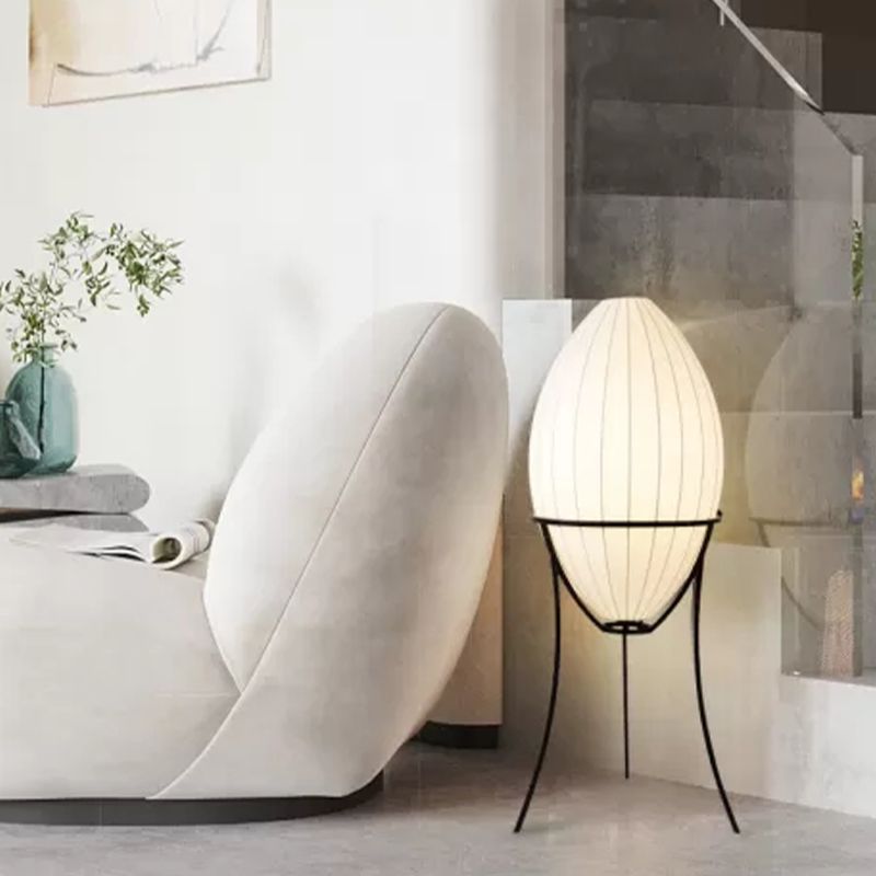 Renée Eiförmige Künstliche Stehleuchte, Textil & Metall, 95CM Lang - Cueteks