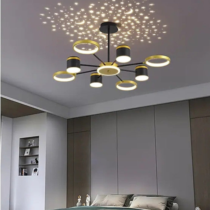 Moderner Kronleuchter Projektionslicht LED Sternenhimmel Lampe für Flur Schlafzimmer Wohnzimmer - Cueteks