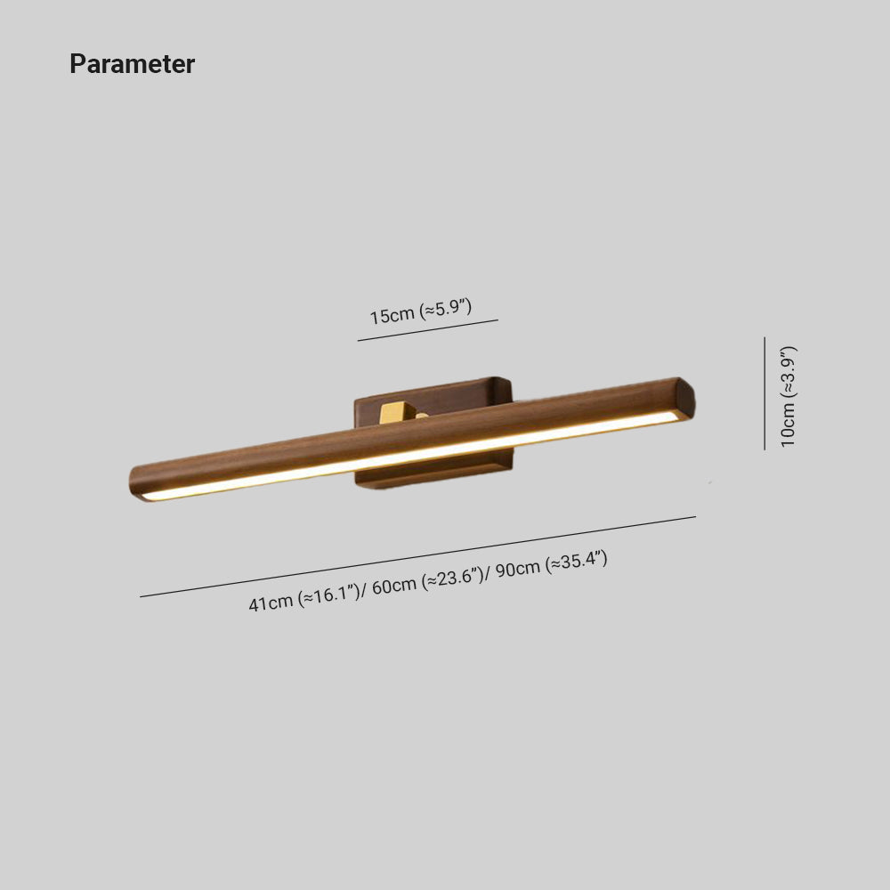 Ozawa Spiegelfront Wandleuchte Holz, 41/60/90CM Lang - Cueteks