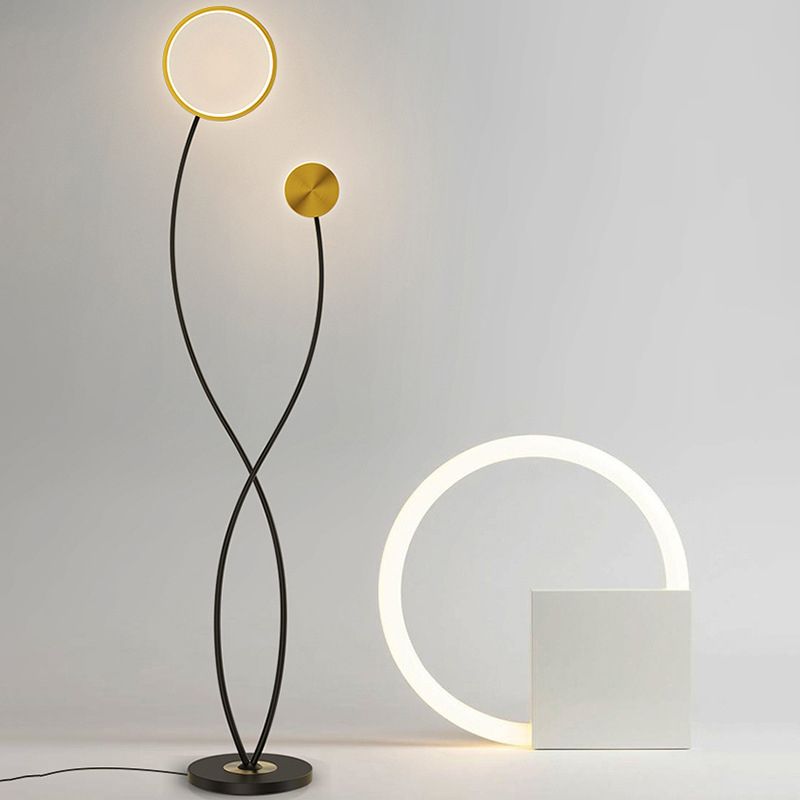 Louise Welle Stehleuchte, 2-flammig, Metall, 170CM Lang - Cueteks