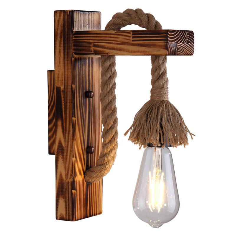 Wandleuchte Persönlichkeit Massivholz Retro alte Lampe Wohnzimmer Gang Balkon Korridor dekorative Wandleuchte - Cueteks