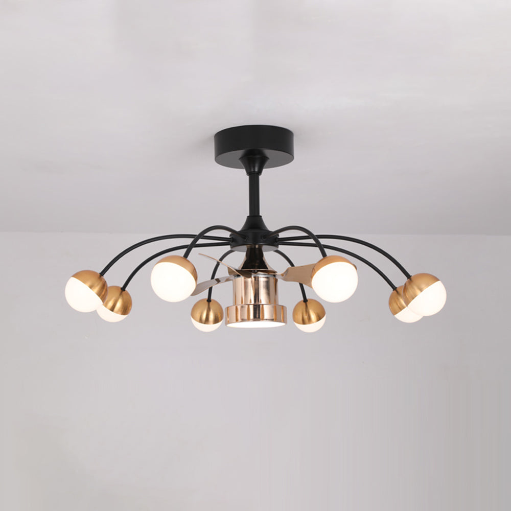 Valentina Deckenventilator mit Beleuchtung Aluminium & Metall, 8-flammig, ∅93CM - Cueteks