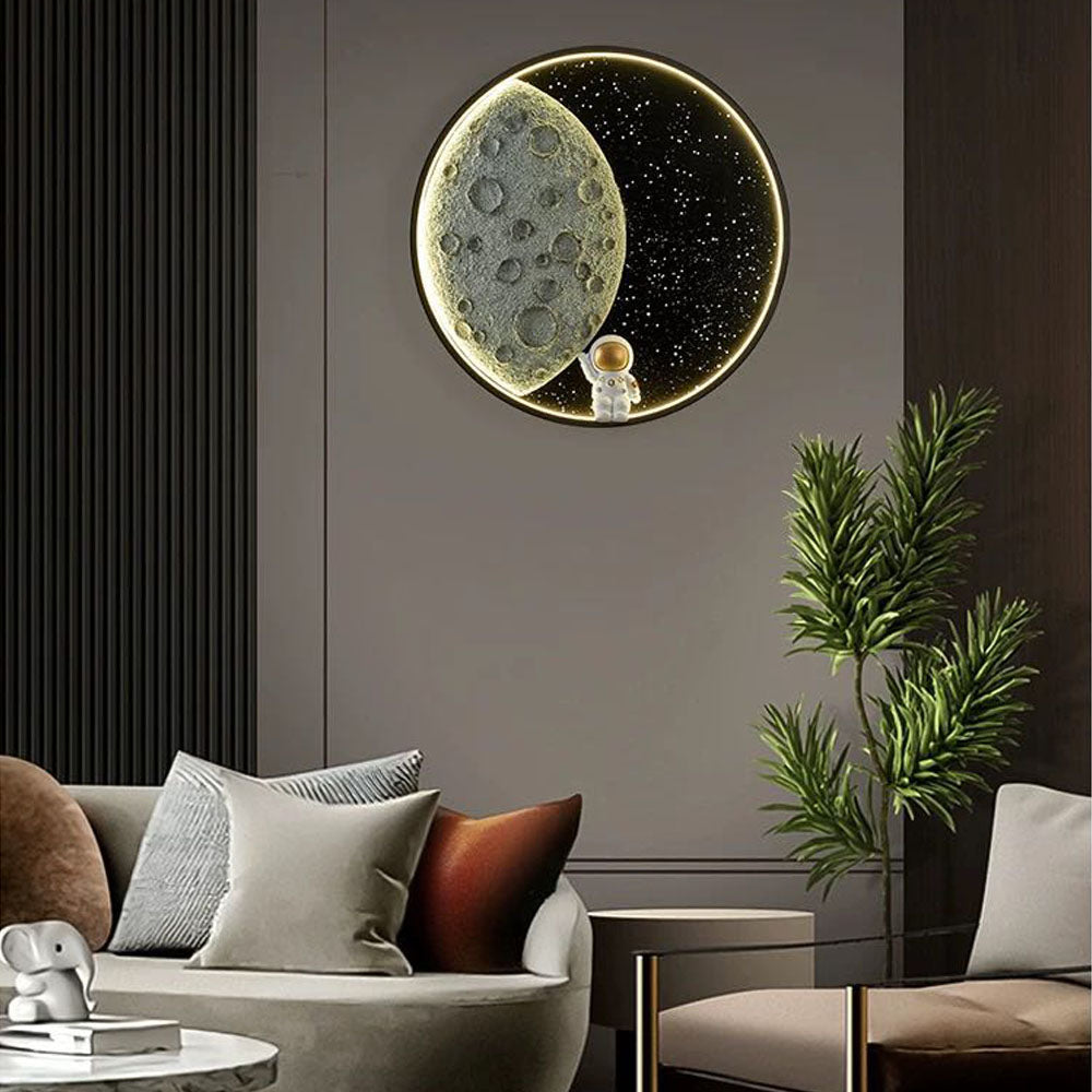 Elif Wandleuchte Astronaut Moon Schwarz, ∅35/50CM - Cueteks