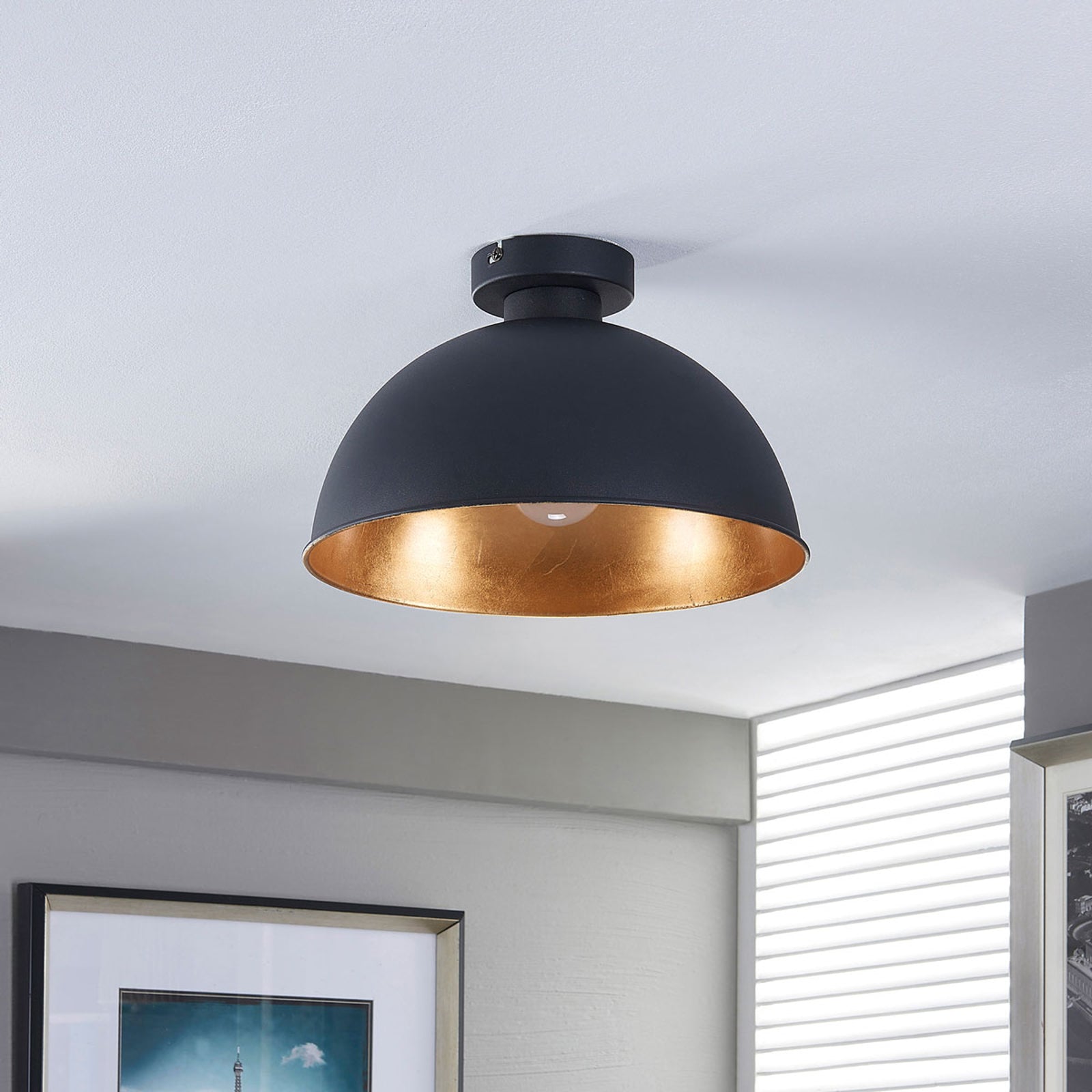 Carins Schwarz & Gold Deckenleuchte, ∅30/40CM - Cueteks