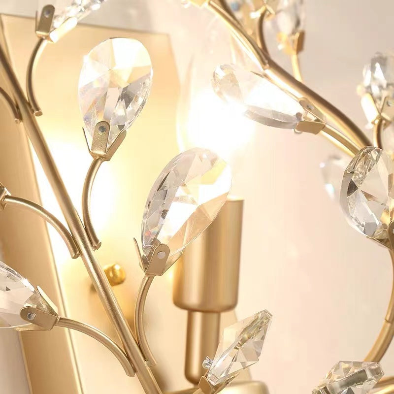Einkopf-Kristall-Wandlampe, europäisch, für Wohnzimmer, Schlafzimmer, Nachttisch - Cueteks