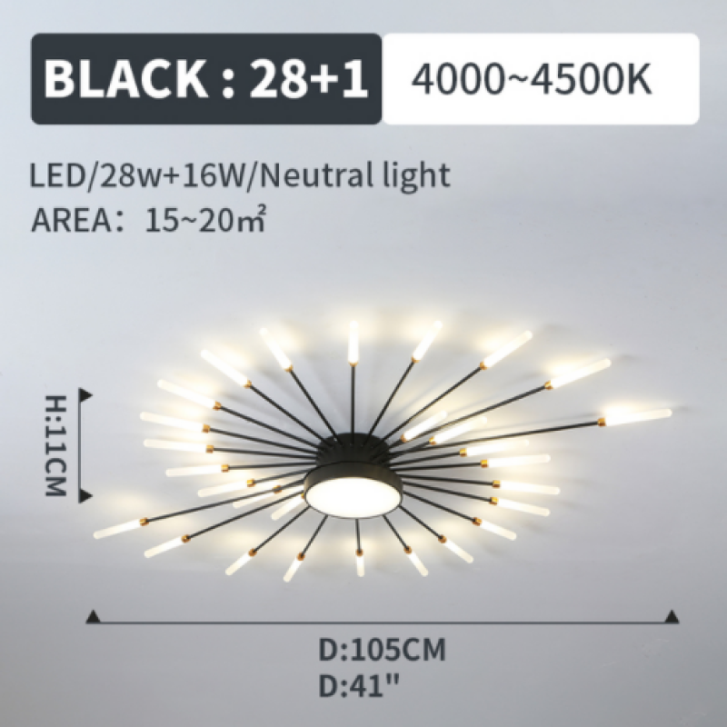 Moderne LED Deckenleuchte aus Metall Dauerhaft für Wohnzimmer - Cueteks