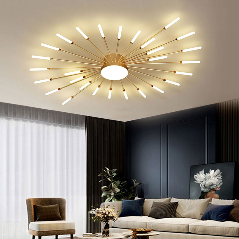 Moderne LED Deckenleuchte aus Metall Dauerhaft für Wohnzimmer - Cueteks