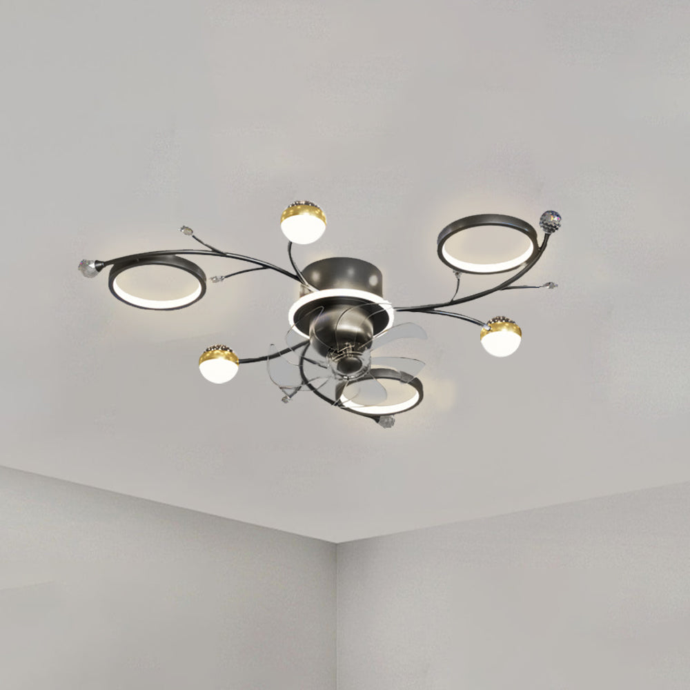 Madina Deckenventilator mit Beleuchtung Blau & Schwarz, 6/8/10-flammig, ∅80/120CM - Cueteks