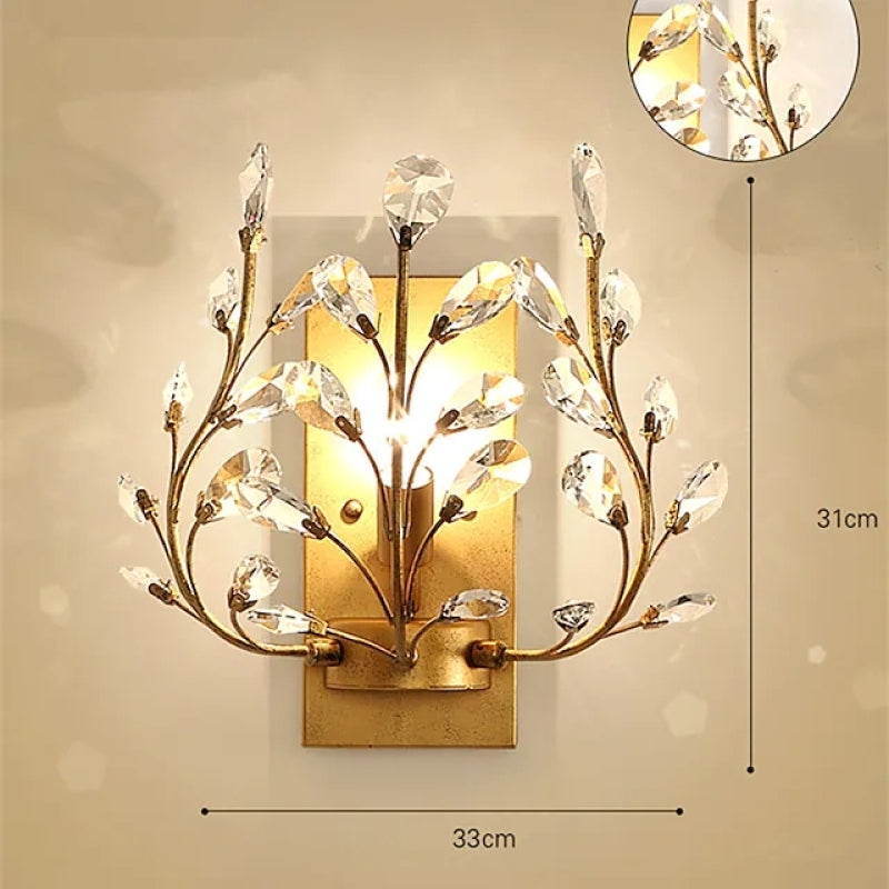 Einkopf-Kristall-Wandlampe, europäisch, für Wohnzimmer, Schlafzimmer, Nachttisch - Cueteks